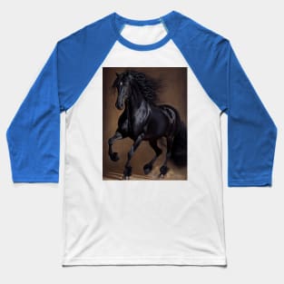 Friesian Horse - Oil paint Baseball T-Shirt